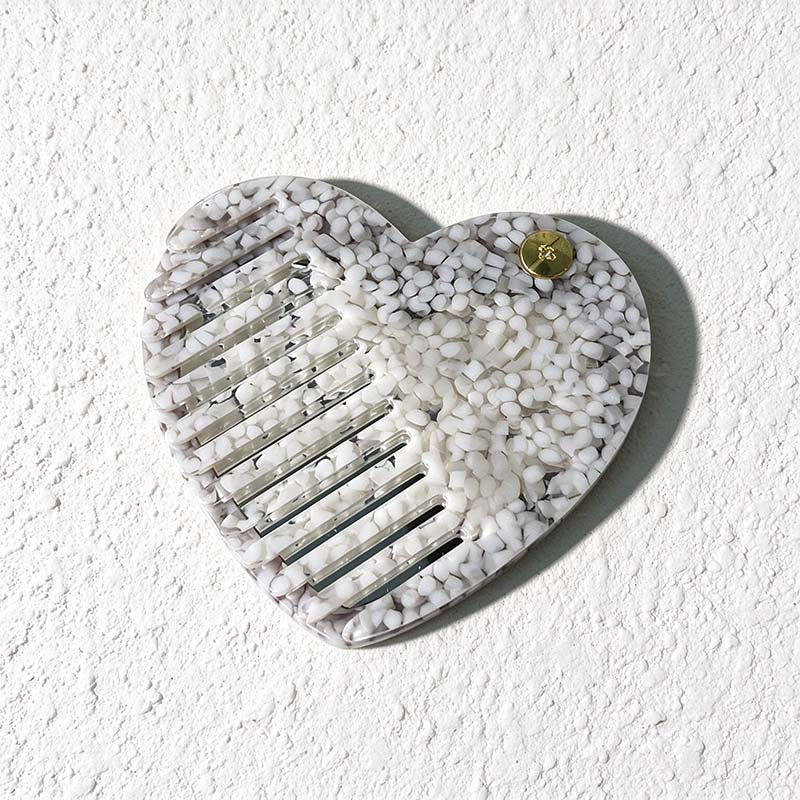 CouldNook Heart Mirror Comb - Marbled Acetate and Swivel Opening Detail