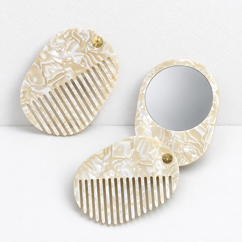 CouldNook Rotating Comb And Mirror - Oval Acetate Body And Pivot
