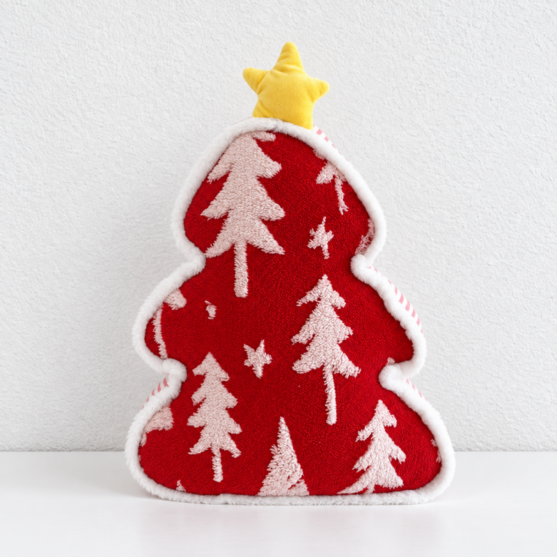 CouldNook Christmas Tree Cushion - Raised Patterns And Three Color Choices