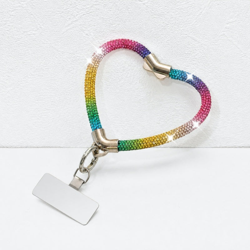 CouldNook Heart Rhinestone Phone Wrist Strap - Metal Tether