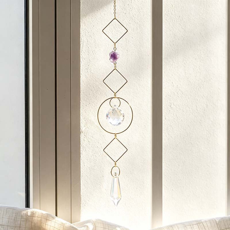 CouldNook Amethyst Crystal Suncatcher Decorative - Crescent Moon Design