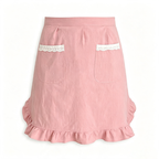 CouldNook Solid Waist Apron - Lace Pocket Ruffle Border