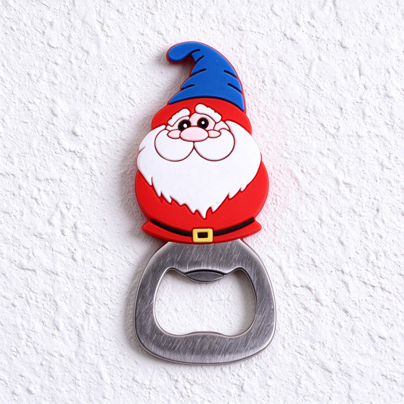 Magnetic Christmas Bottle Opener with Silicone Holiday Character