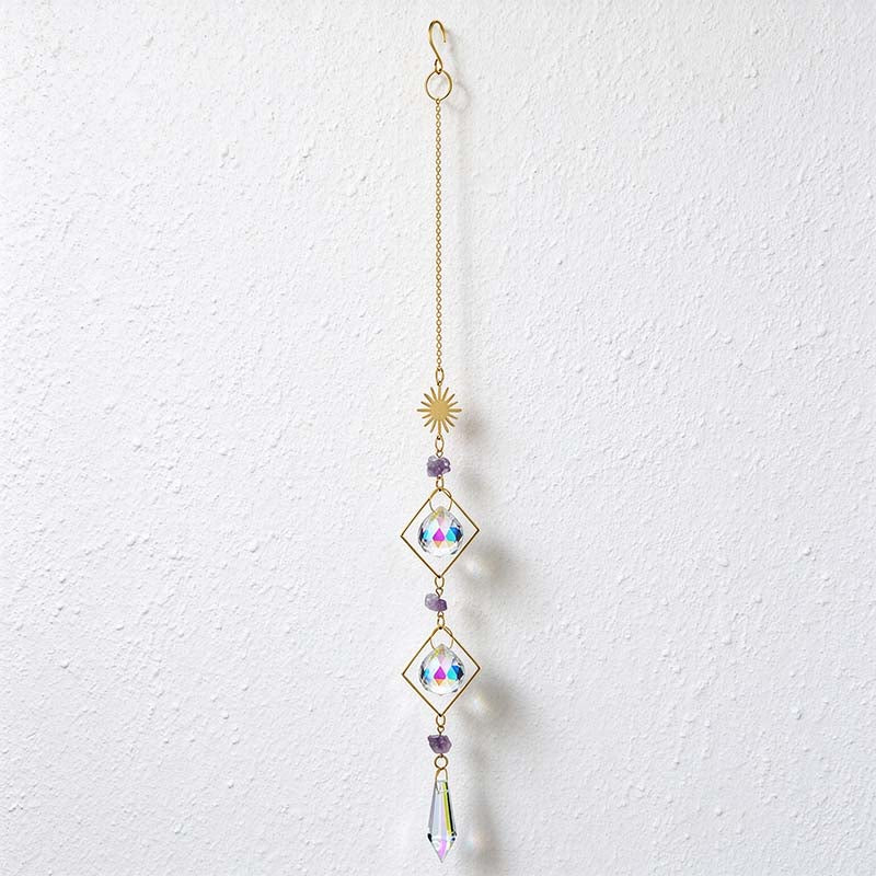 CouldNook Geometric Celestial Suncatcher - Open Frames And Purple Stone Accents