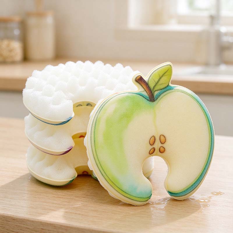 CouldNook Fruit Dish Sponge - Printed Slice Face And Wavy Reverse