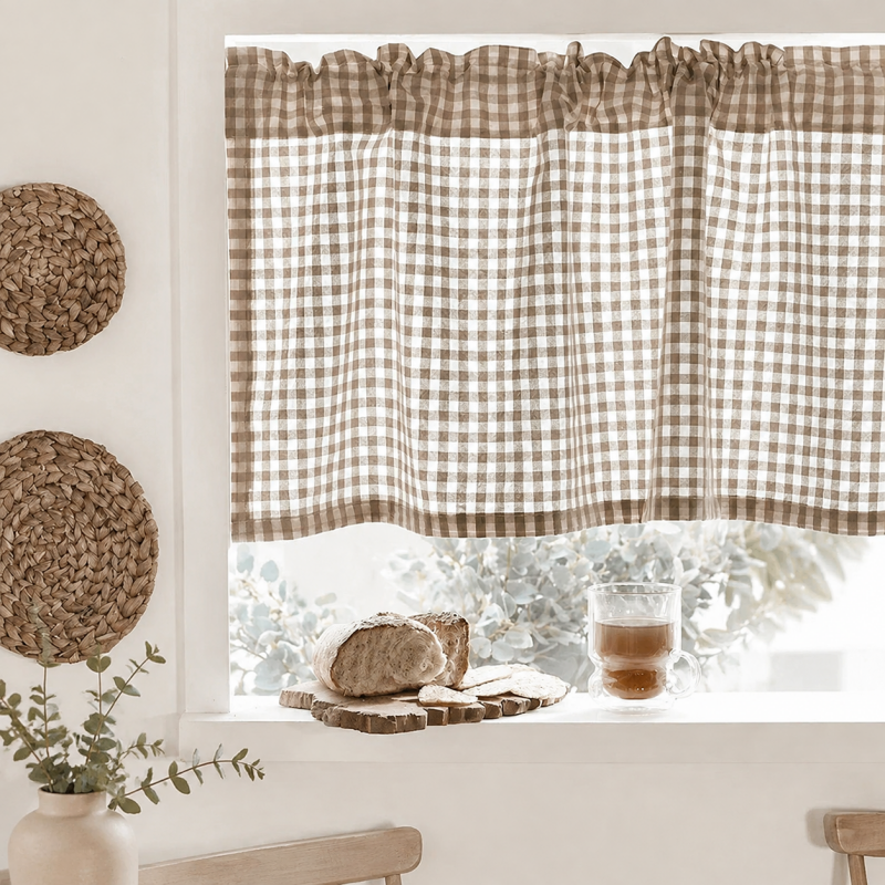 CouldNook Gingham Cafe Curtain - Three Check Color Choices