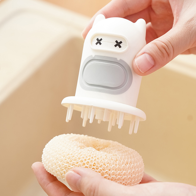 CouldNook Soap-Dispensing Dish Brush - Character Grip Scrubber