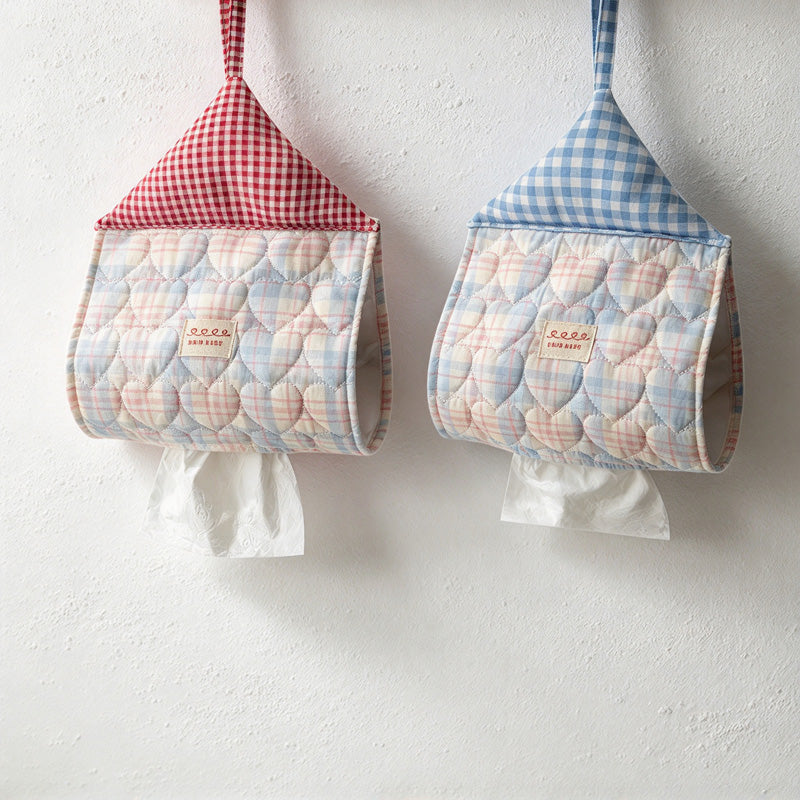 CouldNook House Shaped Hanging Tissue Holder - Checked Roof And Loop