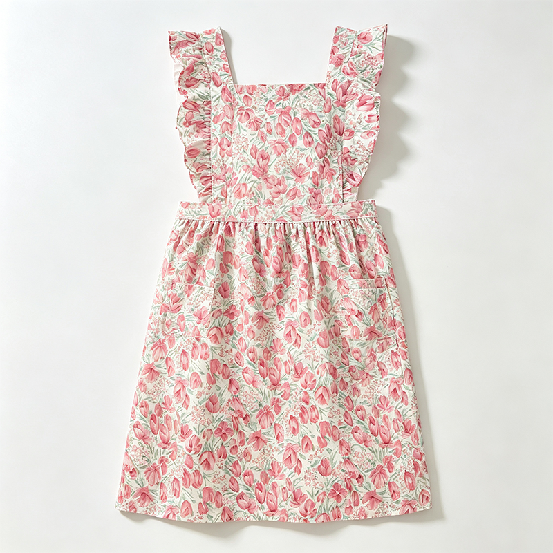 CouldNook Pink Floral Crossback Apron - Lively Garden Coverage
