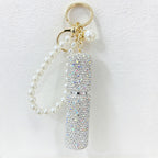 CouldNook Rhinestone Perfume Bottle Keychain - Beaded Loop and Rounded Cap