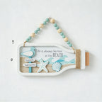 CouldNook Bottle-Shaped Wall Plaque - Coastal Scenes and Beaded Hanging Cord