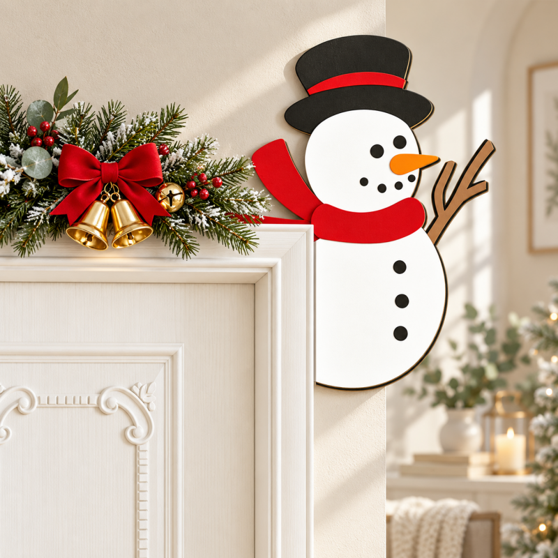 CouldNook Christmas Door Frame Decoration - Corner Shape And Character Print