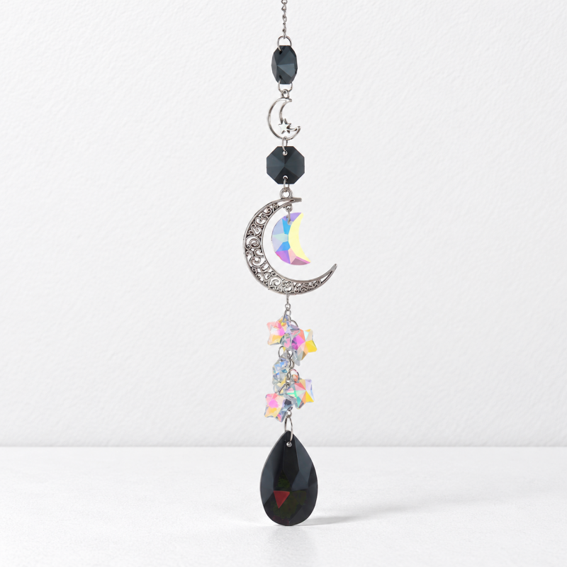 CouldNook Moon and Star Suncatcher - Crescent Frame And Teardrop Pendant
