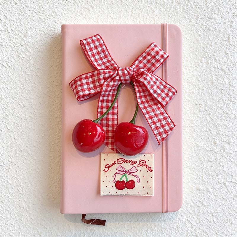 CouldNook Fruit Bow Notebook - Raised Motif And Patterned Ribbon Detail