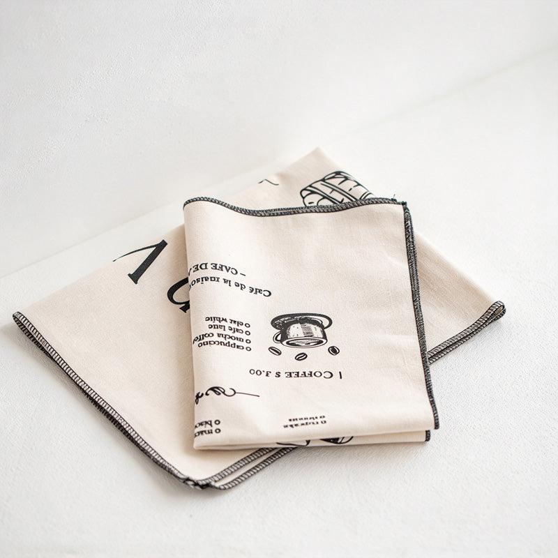 CouldNook Illustrated Cotton Table Napkin - Cafe Prints And Dark Edging