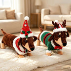 CouldNook Christmas Dachshund Plush Figure - Long Body and Festive Outfit