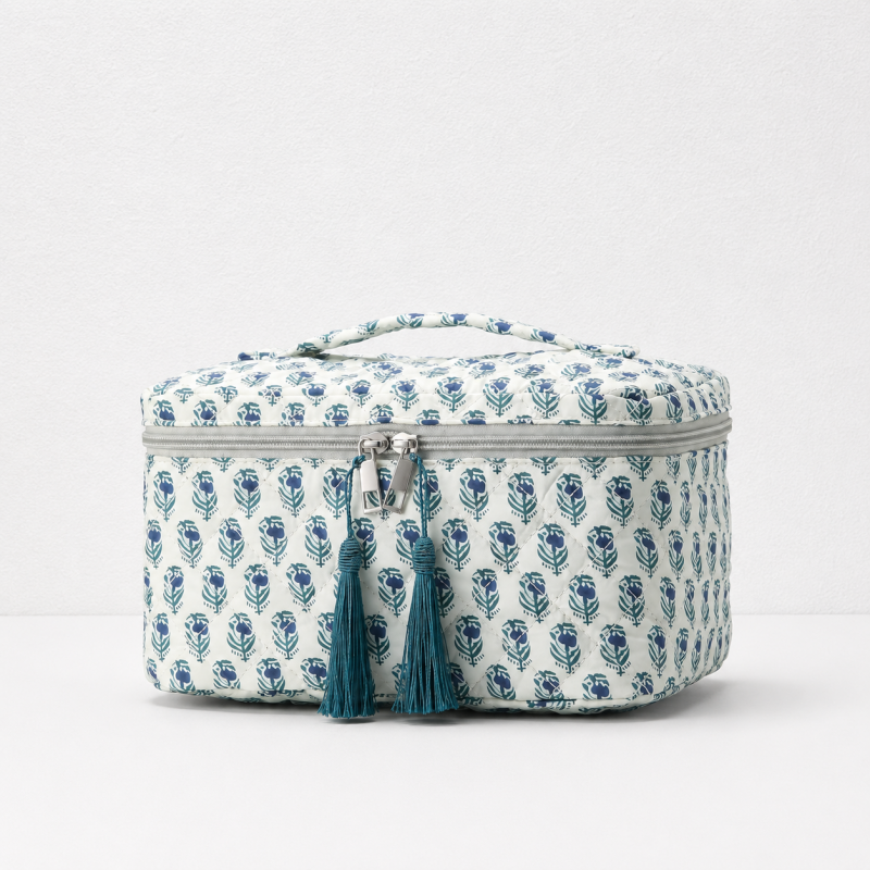 CouldNook Floral Vanity Case - Quilted Box Shape and Handle