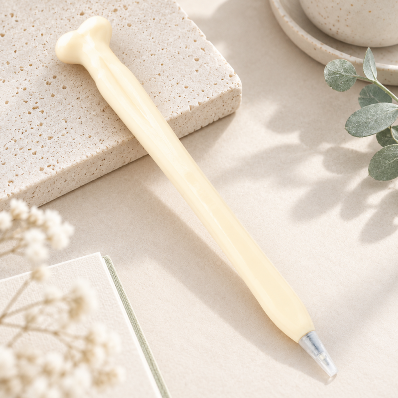 CouldNook Bone-Shaped Ballpoint Pen - Sculpted Joints and Pale Shell