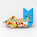 CouldNook Arrow Fridge Magnet - Raised Travel Motifs And Colorful Landmark Scenes