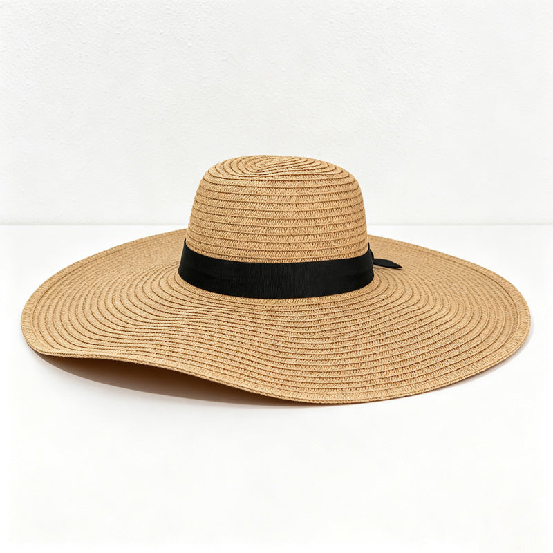 CouldNook Oversized Woven Look Sun Hat - Wide Brim Accent