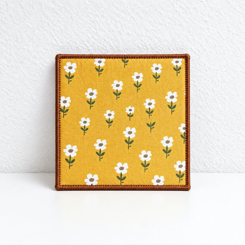 CouldNook Patterned Fabric Coaster - Square Shape and Contrasting Border