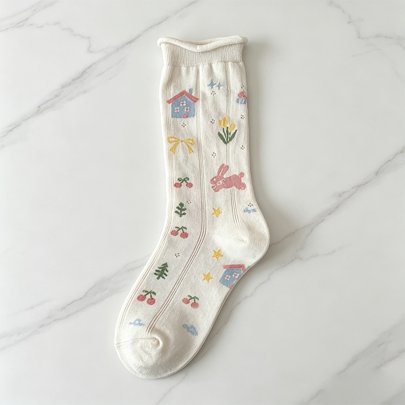 CouldNook Ribbon Lace-Up Calf Socks - Soft Shoe Accent