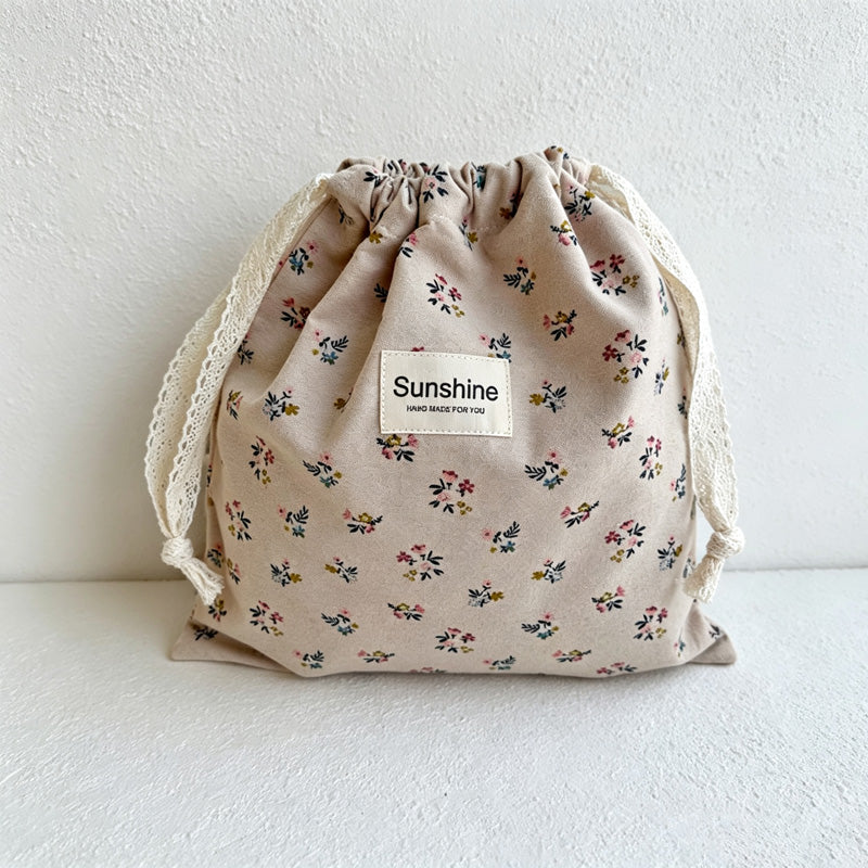 CouldNook Cotton Drawstring Bag - Eight Earth-Tone Floral Designs