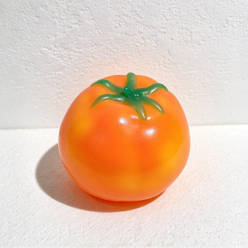 CouldNook Tomato Squeeze Toy - Glossy Leaf-Topped Shape