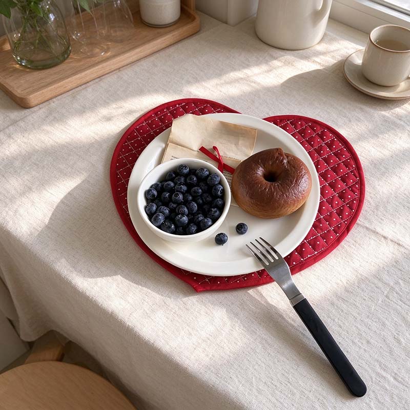 CouldNook Heart Quilted Table Mat - Polka Dots
