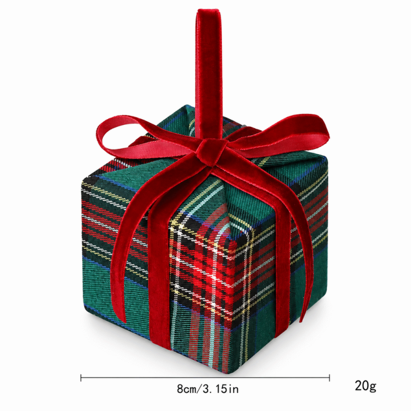 CouldNook Plaid Gift Box Christmas Ornament - Ribbon Bow