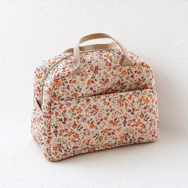 CouldNook Floral Quilted Storage Bag - Twin Handles And Front Pocket