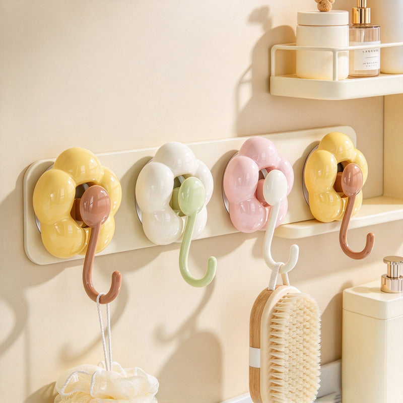 CouldNook Flower Suction Cup Hook - Rounded Petals and Curved Arm