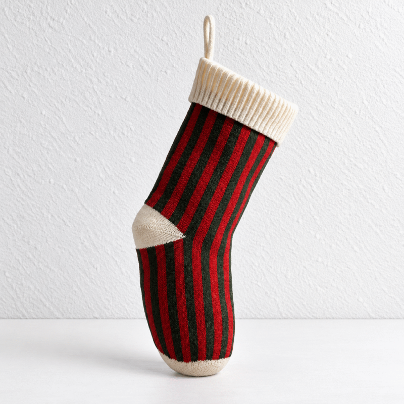 CouldNook Striped Knit Christmas Stocking - Contrasting Cuff