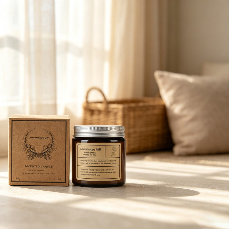 CouldNook Sandalwood & Rose Scent Amber Glass Candle - Soft Home Detail