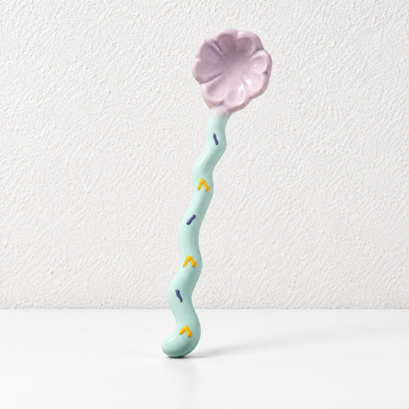 CouldNook Ceramic Long Handle Spoon - Pastel Sculpted Handle