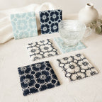 CouldNook Floral Embroidered Cotton Linen Coaster - Double Layers