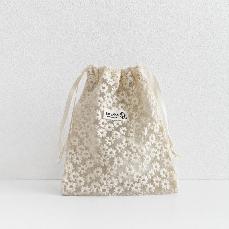 CouldNook Daisy Mesh Drawstring Organizer Bag - Ribbon Closure
