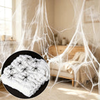 CloudNook 300g White Spider Web – Halloween Decoration with 100 Spiders
