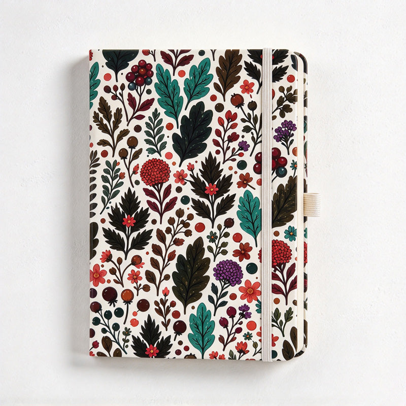 CouldNook Botanical Notebook - Leaf and Berry Prints and Elastic Closure