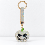 CouldNook Pumpkin Keychain - Rhinestone Face and Contrasting Green Stem