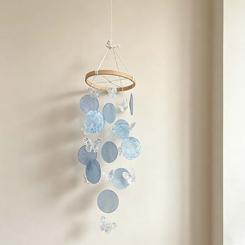 CouldNook Butterfly Shell Wind Chime - Cascading Disc Mobile