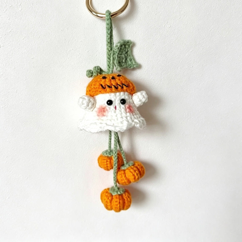 CouldNook Yarn Ghost Hanging Ornament - Witch and Pumpkin Designs