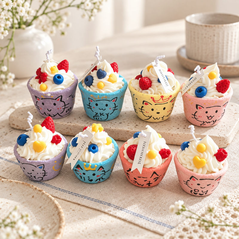 CouldNook Cake Scented Candle - Ceramic Cat Cup and Fruit-Inspired Topping