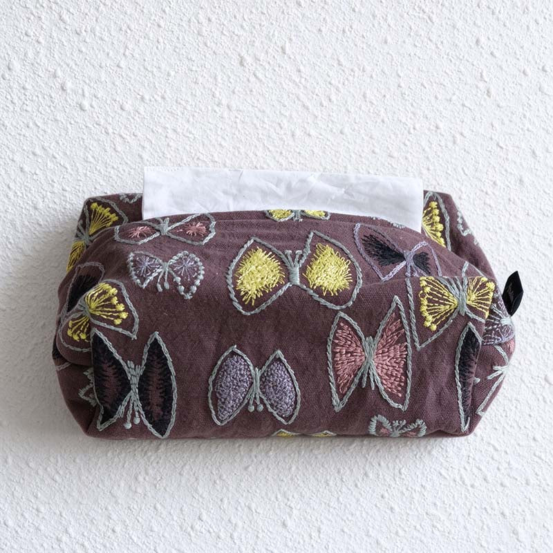 CouldNook Butterfly Tissue Box Cover - Embroidered Wings And Folded Sides