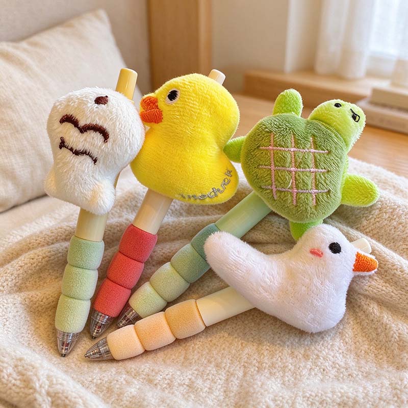 CouldNook Plush Animal Pen - Soft Character Top And Striped Grip