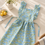 CouldNook Ruffled Kitchen Apron - Soft Floral Pattern Kitchen Wear