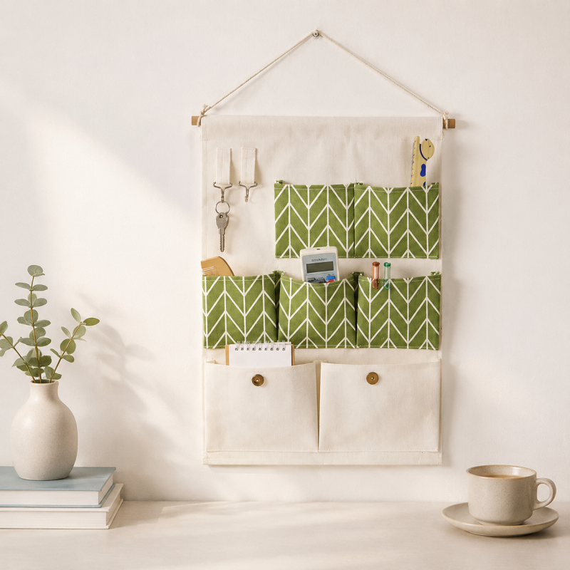 CouldNook Seven Pocket Wall Organizer - Geometric Fabric Panels