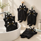 CouldNook Cat Hand Towel - Stitched Face and Curved Tail