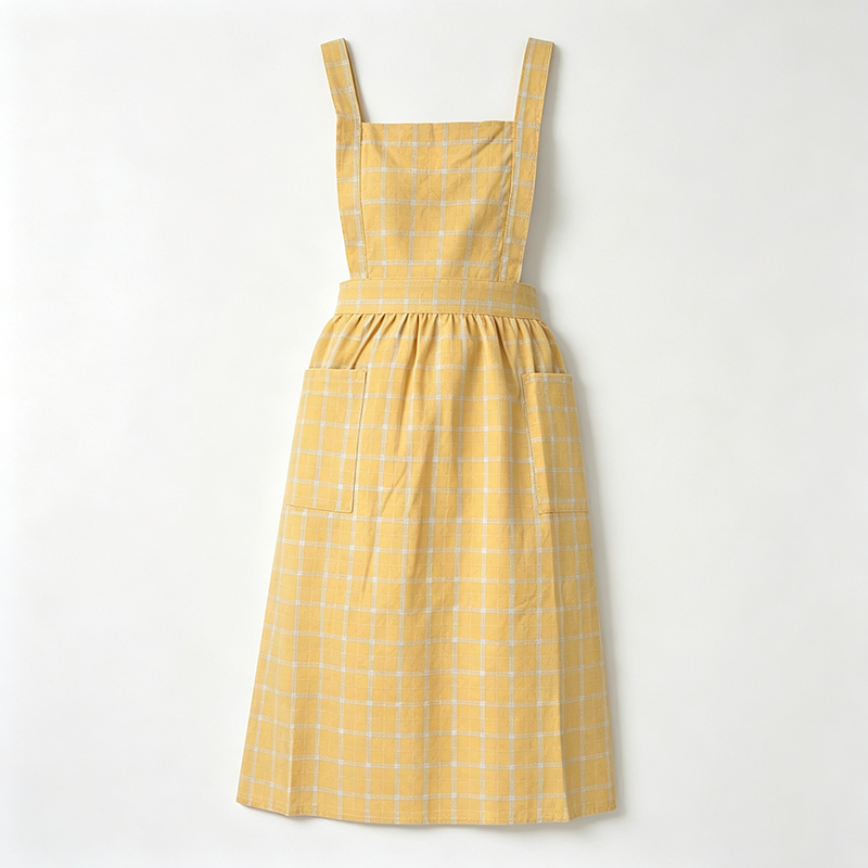 CouldNook Yellow Check Apron - Sunny Ruffle Kitchen Dress