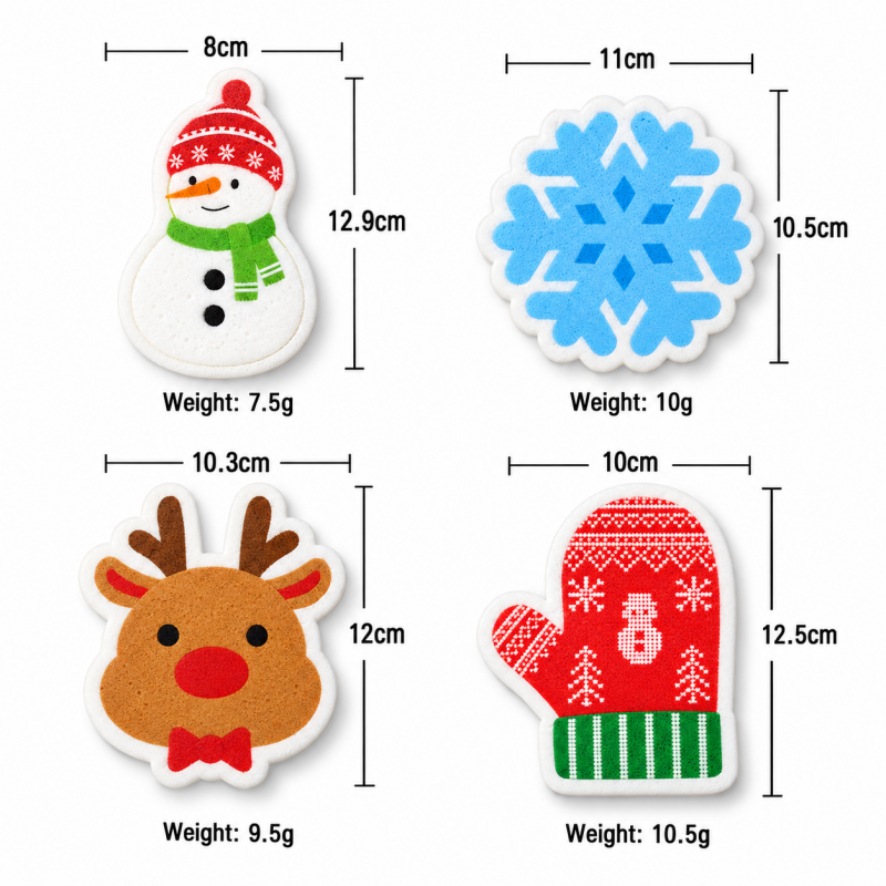 Christmas Dishwashing Sponges in Four Festive Shapes